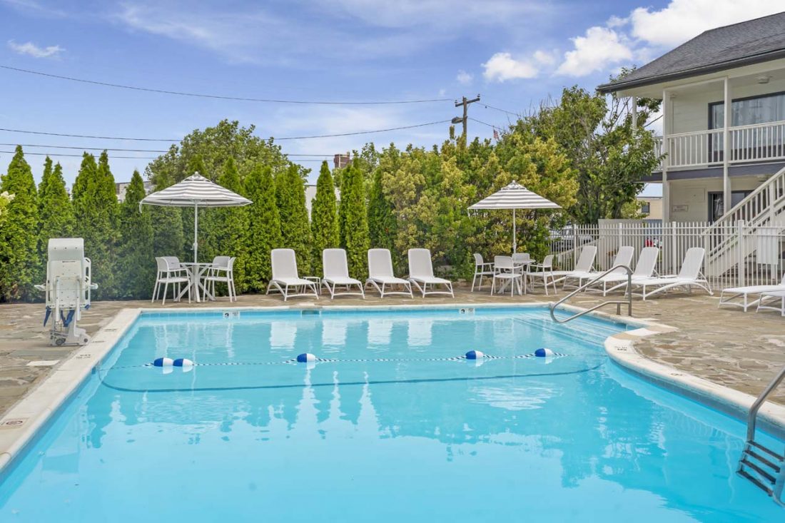 Heated outdoor pool at A Wave Inn
